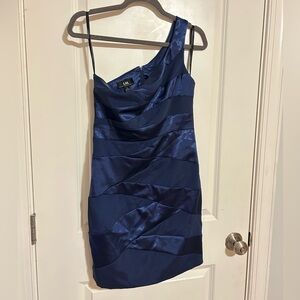 Navy One-Shoulder Mini Dress